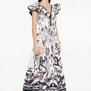 Zimmerman Ivory Blue Floral Linen Dress